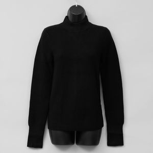 NWT LUNYA Black Waffleknit Mock Turtleneck Sweater